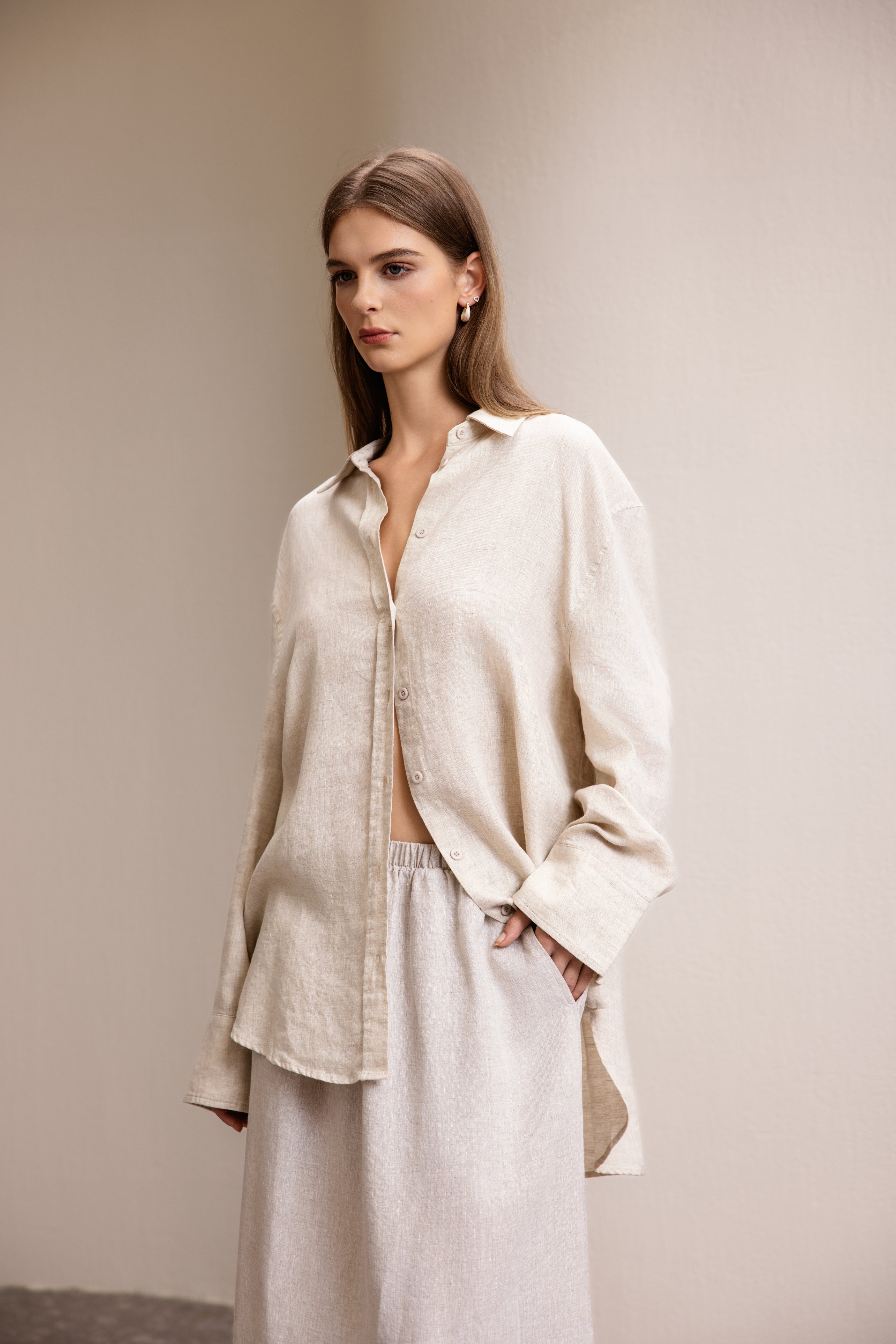 Linen Long Sleeve Button Down Shirt