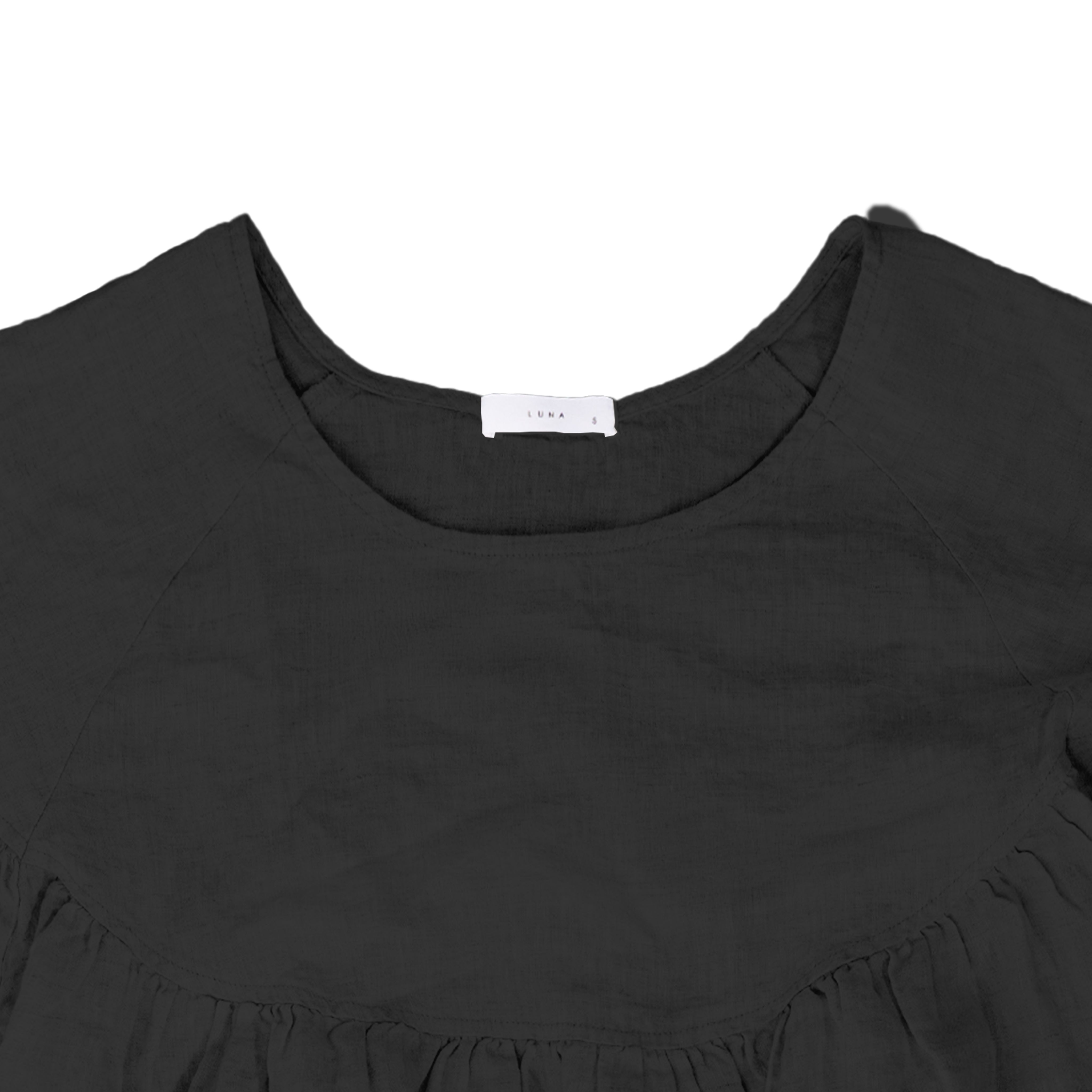 Puffed Sleeve Linen Midi Dress