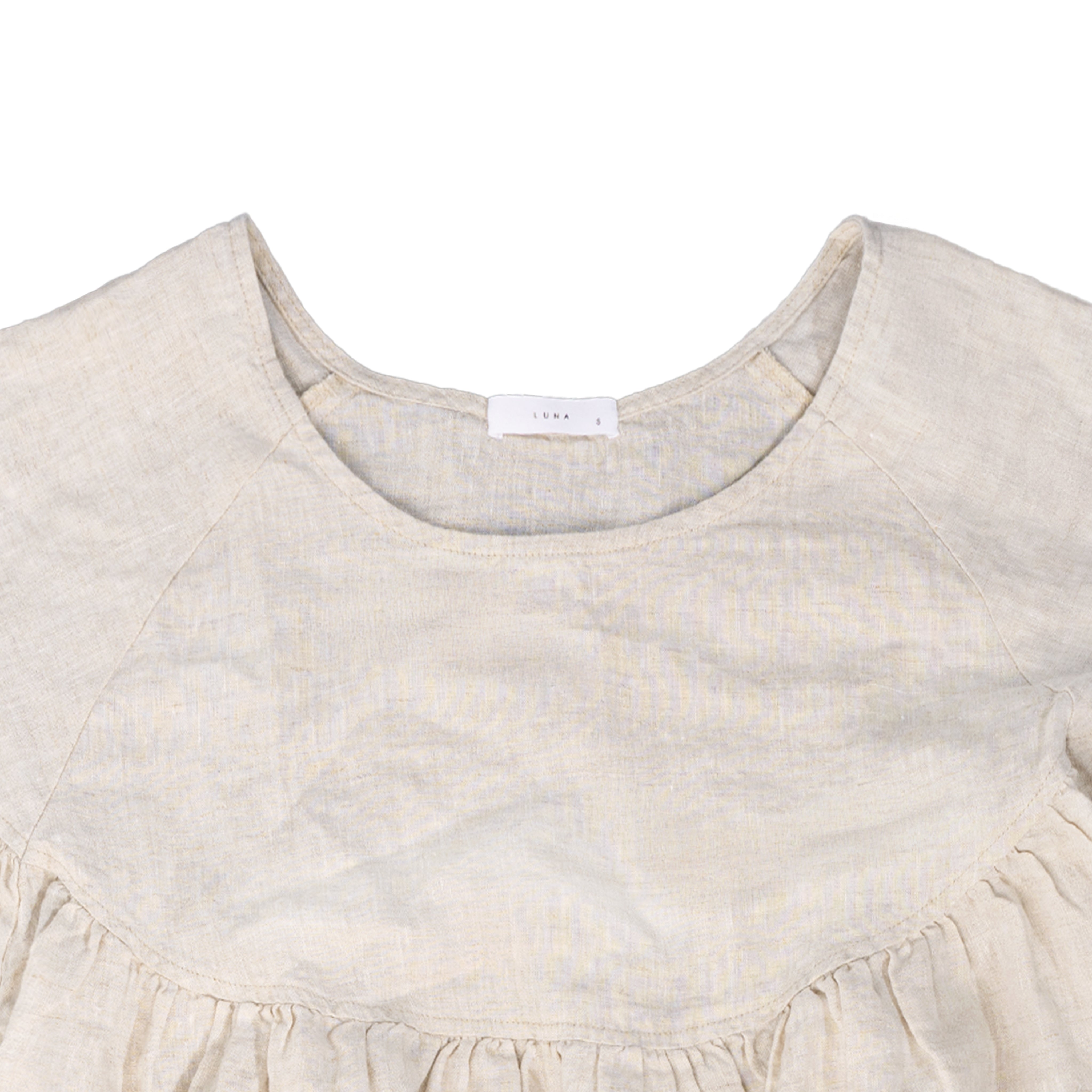 Puffed Sleeve Linen Midi Dress