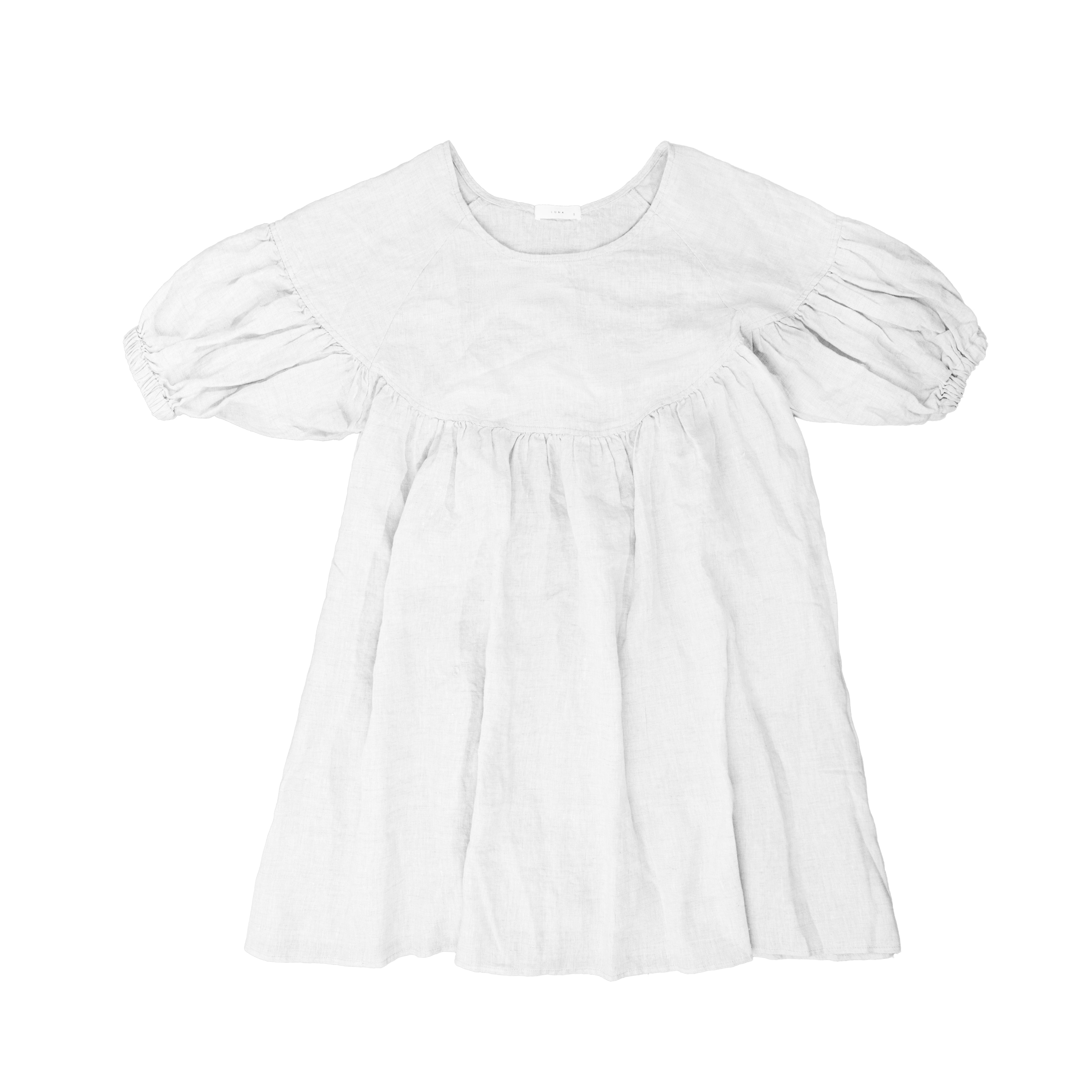 Puffed Sleeve Linen Midi Dress