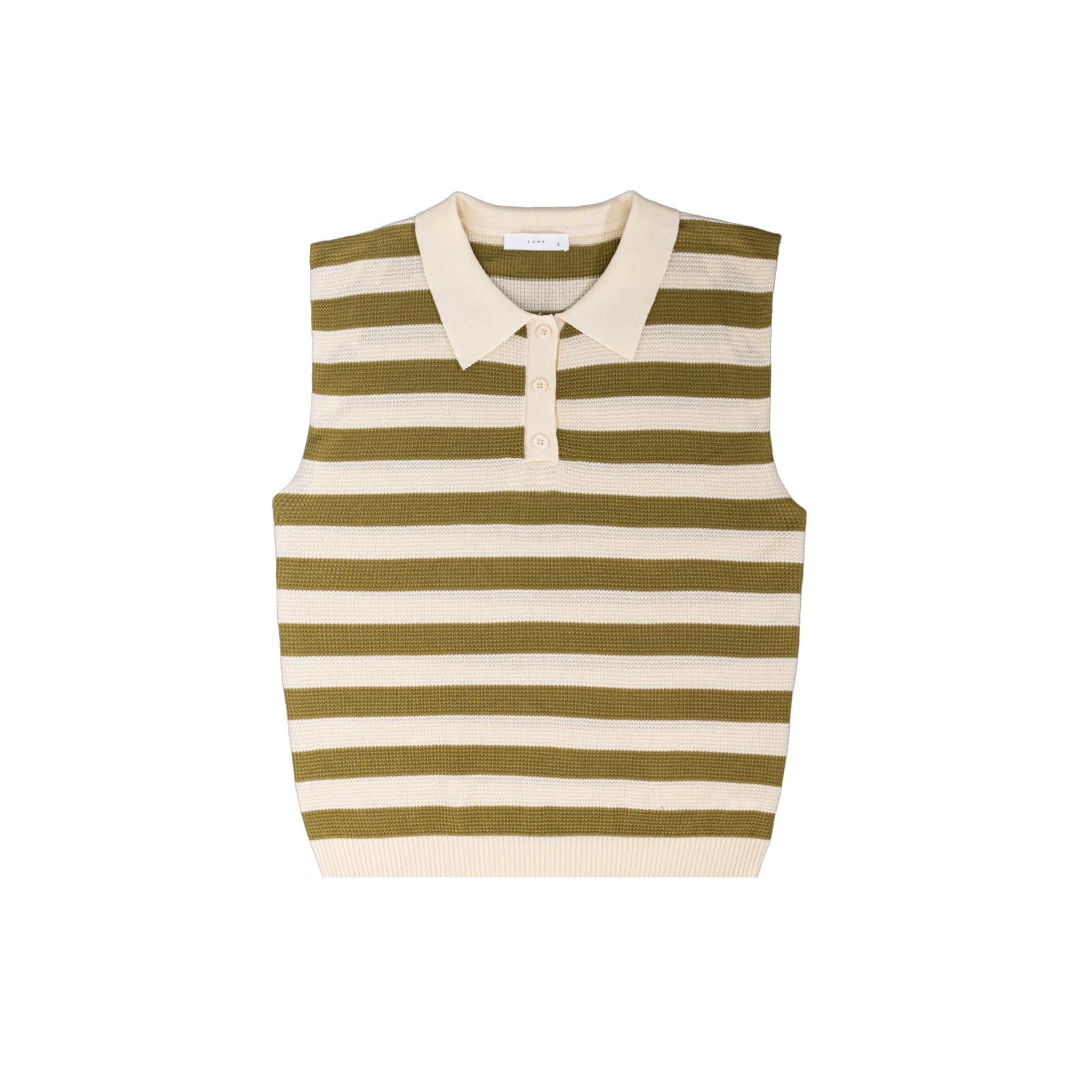 Green Stripe Crew Neck Sleeveless Sweater Vest
