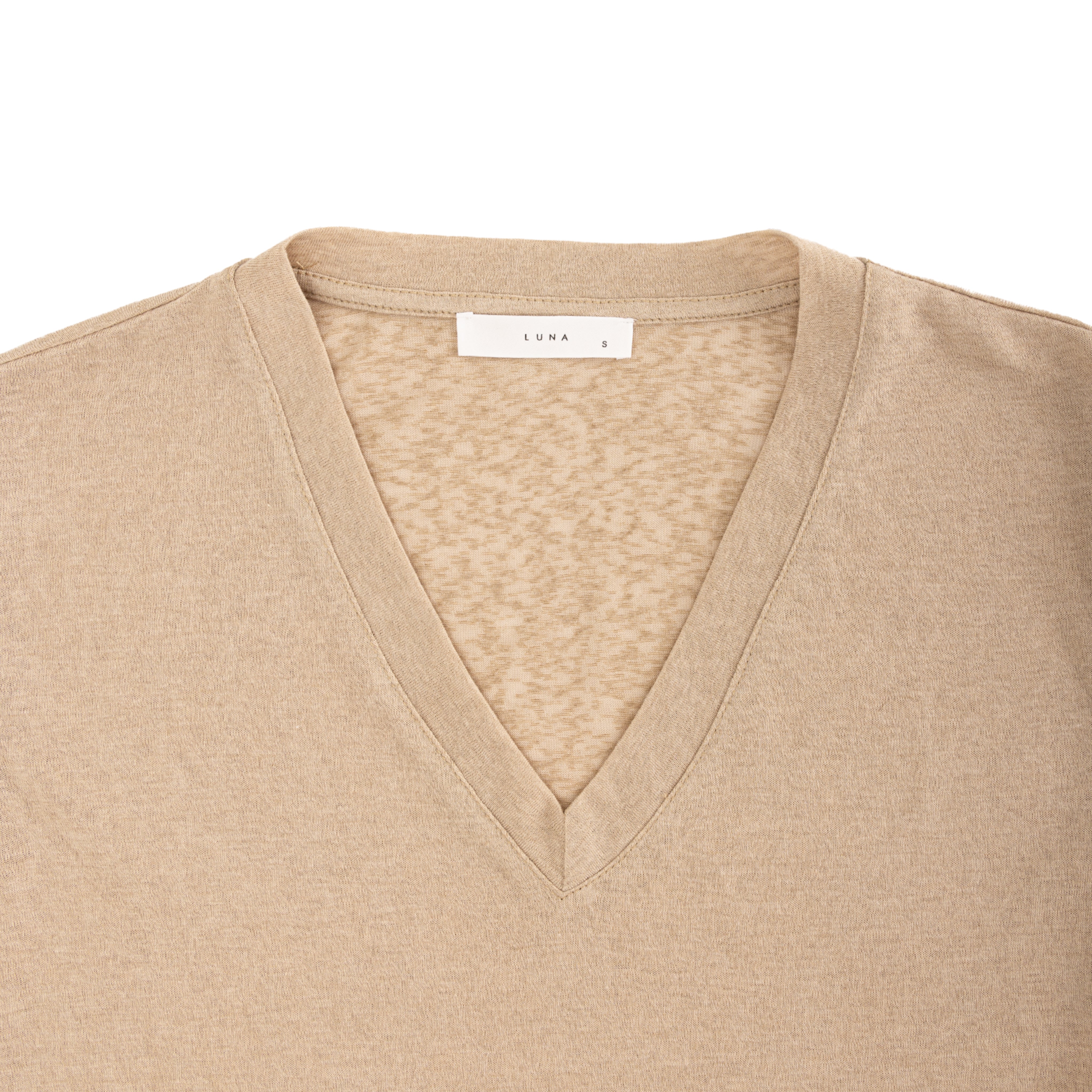 Short-sleeved linen t-shirt v-neck