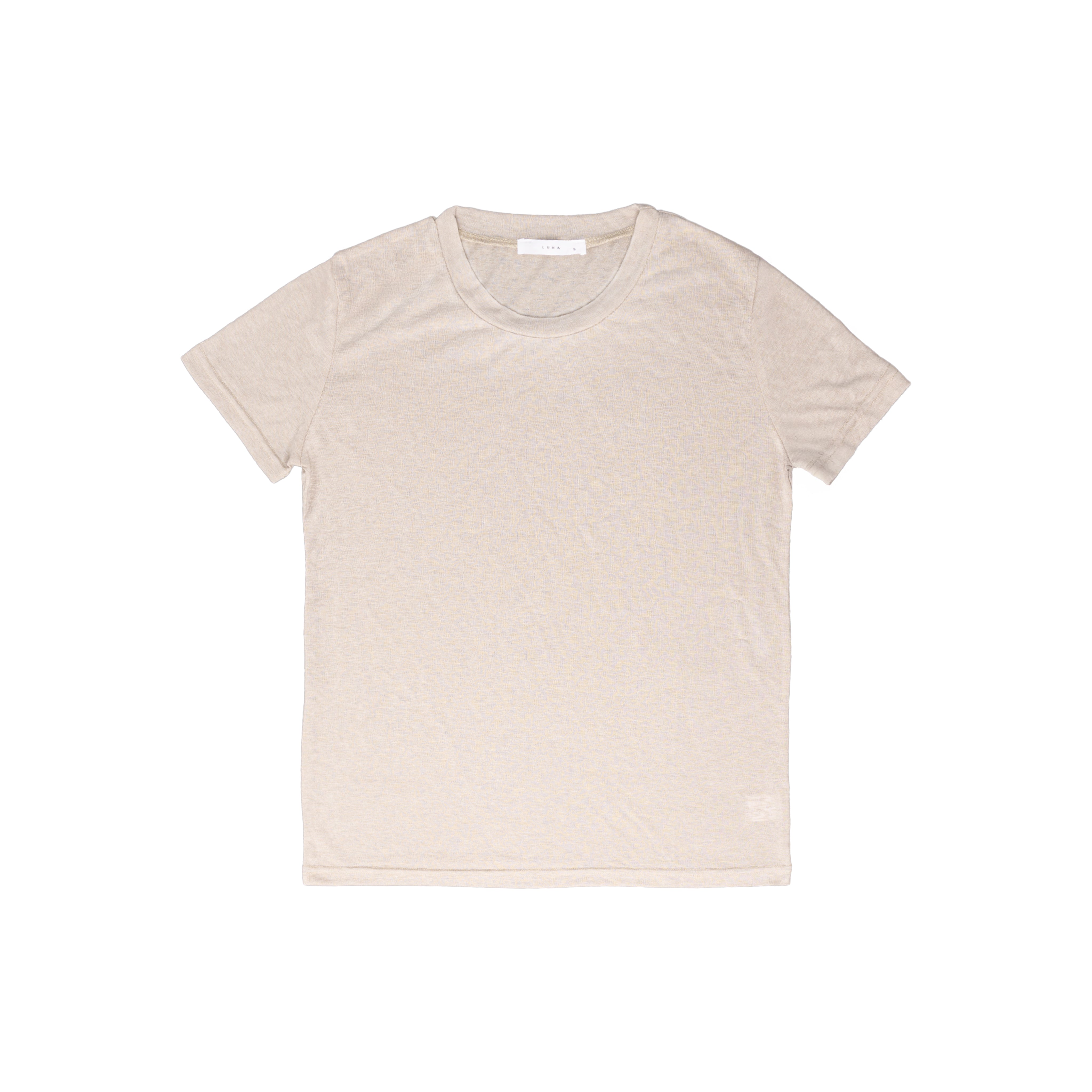 Short-sleeved linen t-shirt round-neck
