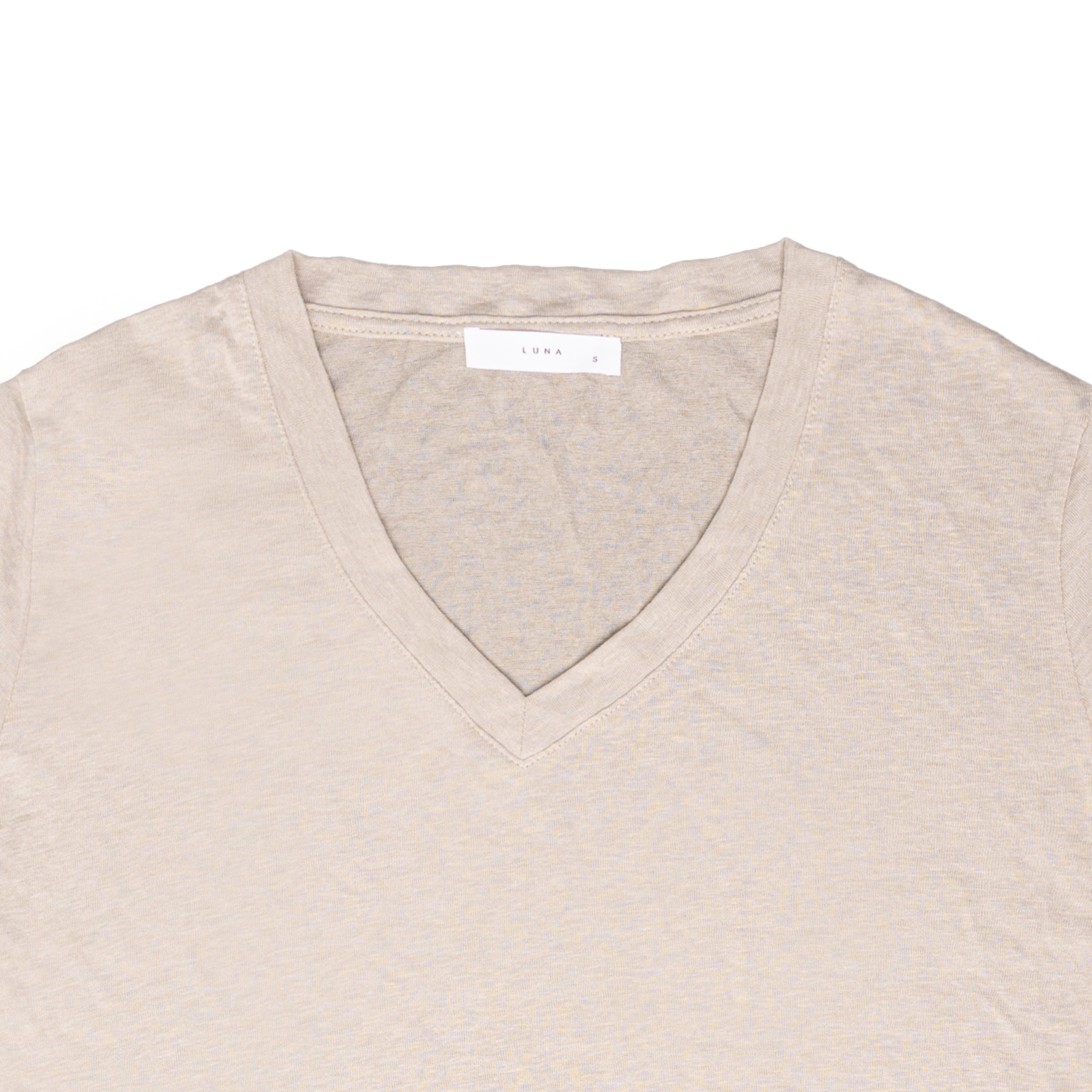 Short-sleeved linen t-shirt v-neck