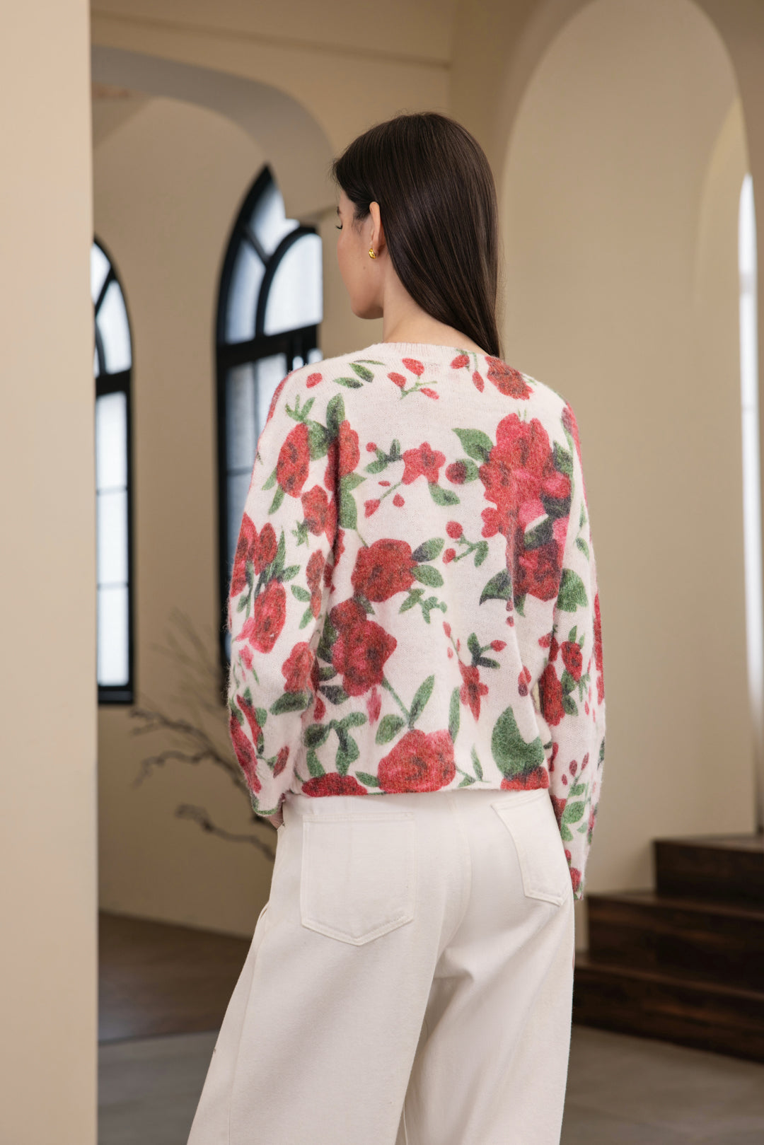 25214 Floral Print Sweater