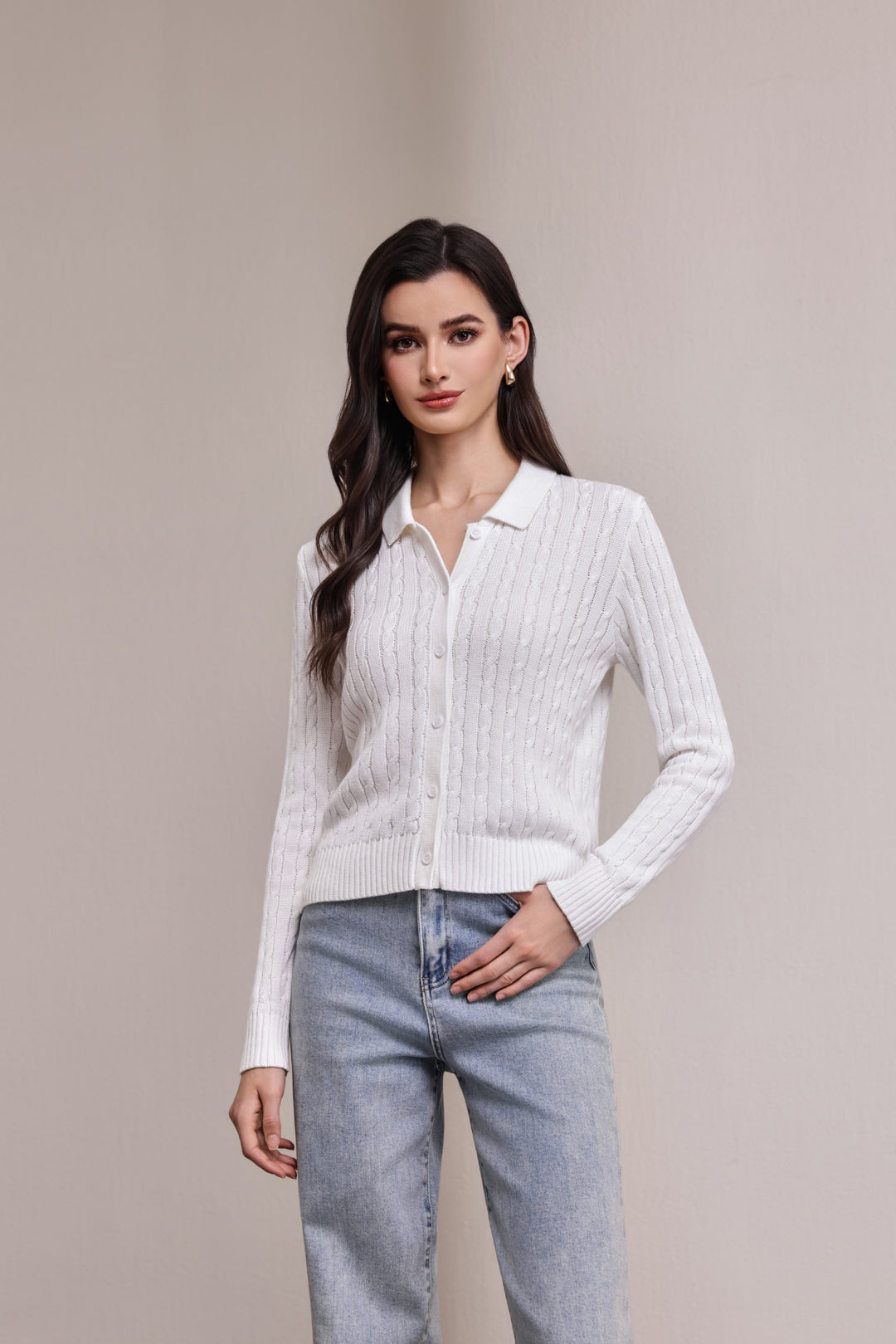 25221 Polo collar cardigan