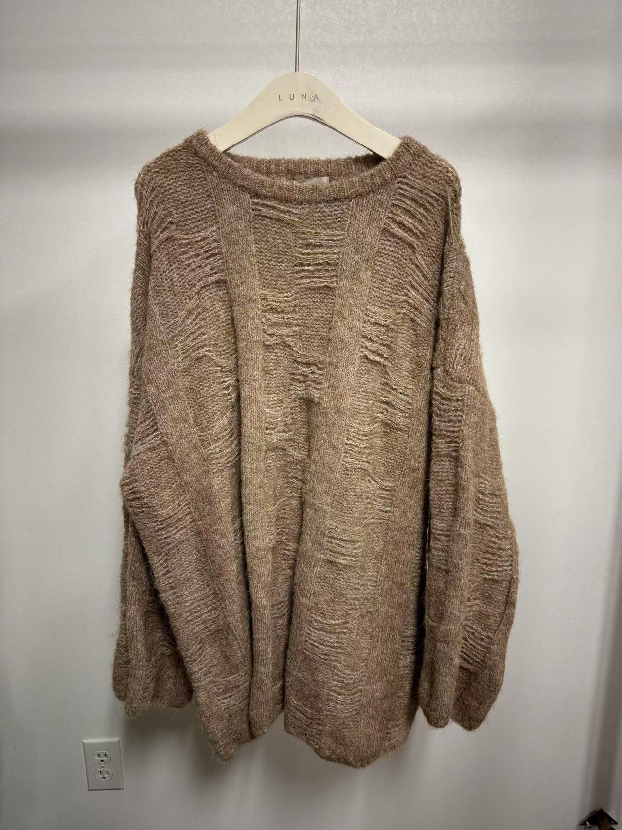 25227 Crewneck Sweater in Waffle Wave Pattern