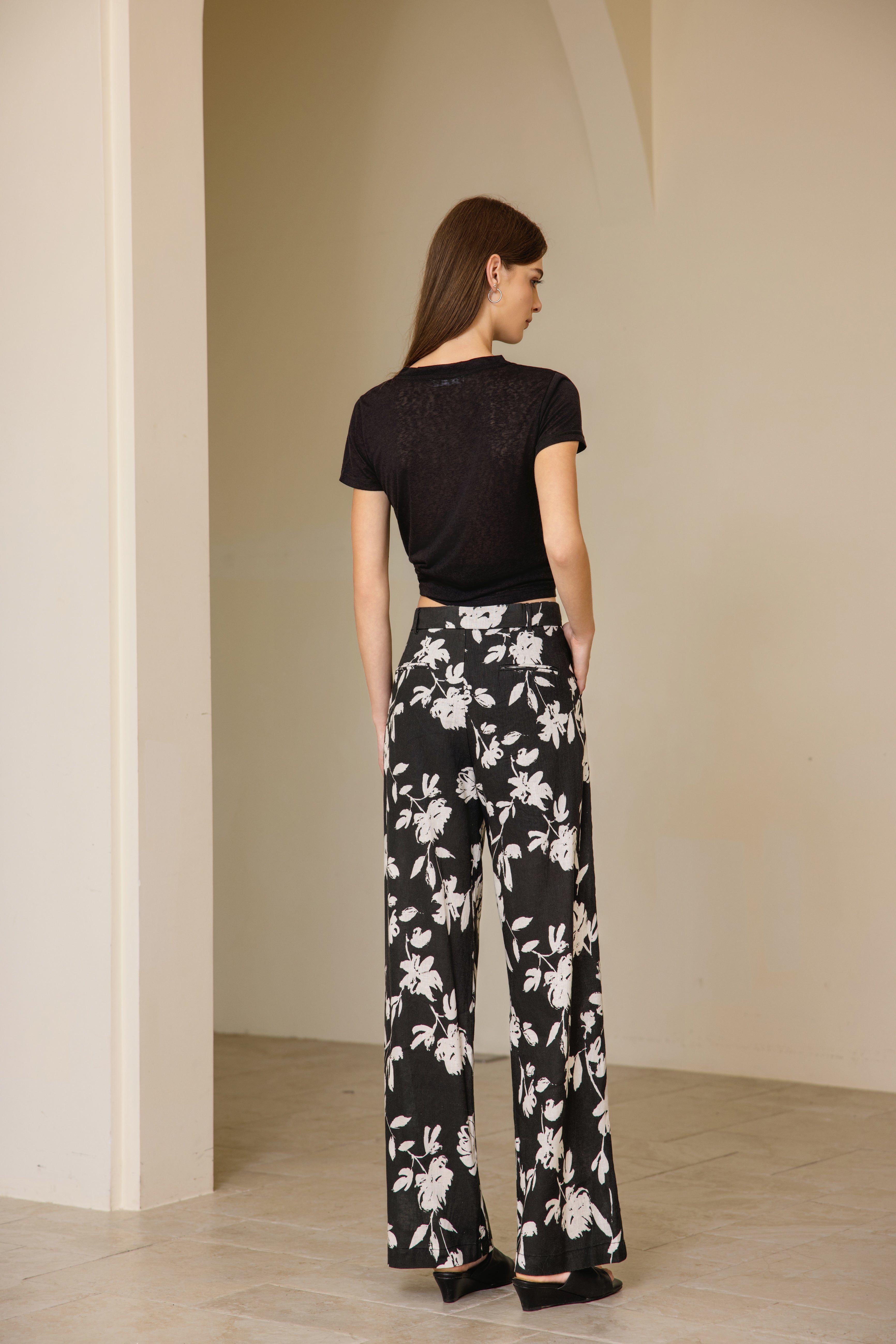 Linen Print Pants