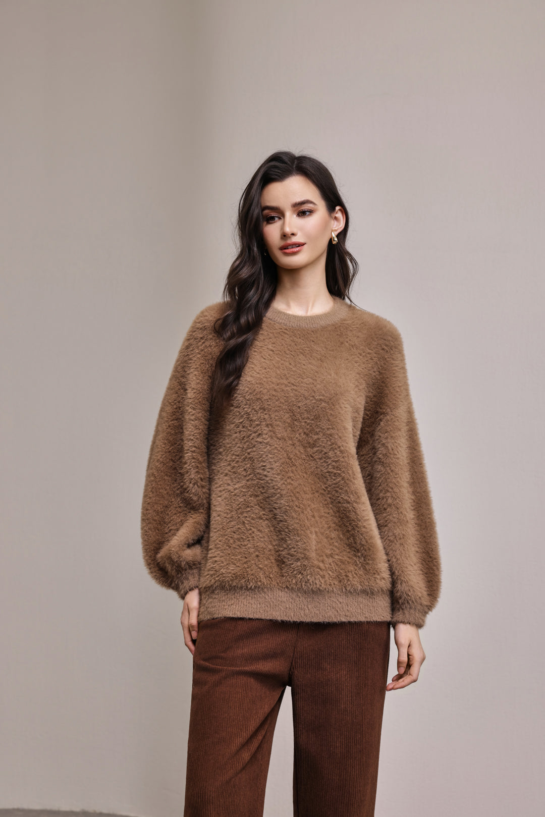 25222 Crewneck Fluffy Sweater