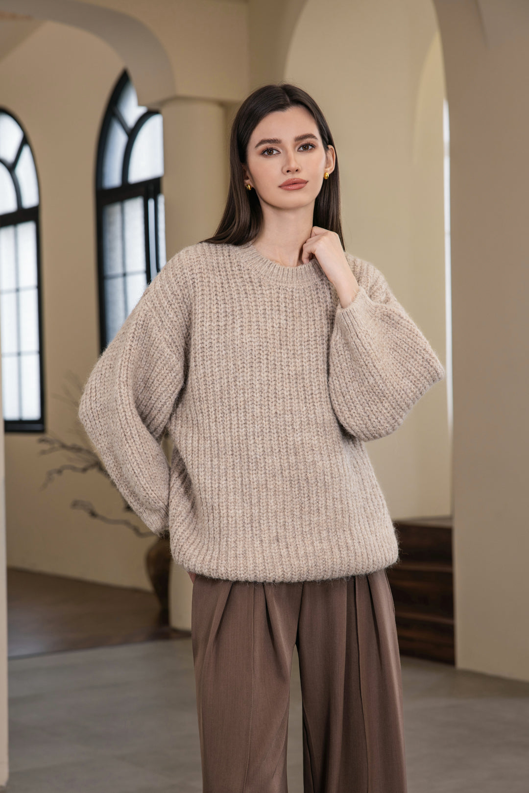 Puff Sleeve Crewneck Sweater – Everyday Essential Design For Comfort
